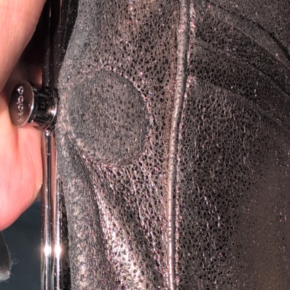 HOBO " The Original" Shimmering Black Leather Clutch And Dust Bag ! - Picture 16 of 16